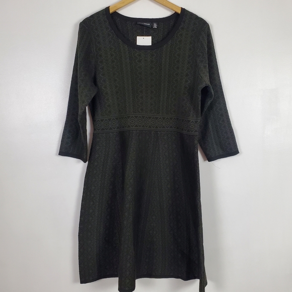 Nina Leonard Dresses & Skirts - Nina Leonard NWT fit and flare sweater dress olive and black